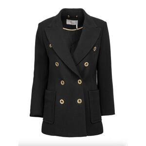 Chloé Black Double Breasted Virgin Wool Coat FR40